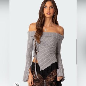 Edikted Alona asymmetrical fold over Knit Top